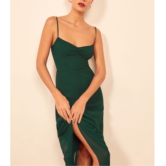 Reformation Green Midi Dress - Picture 2 of 9